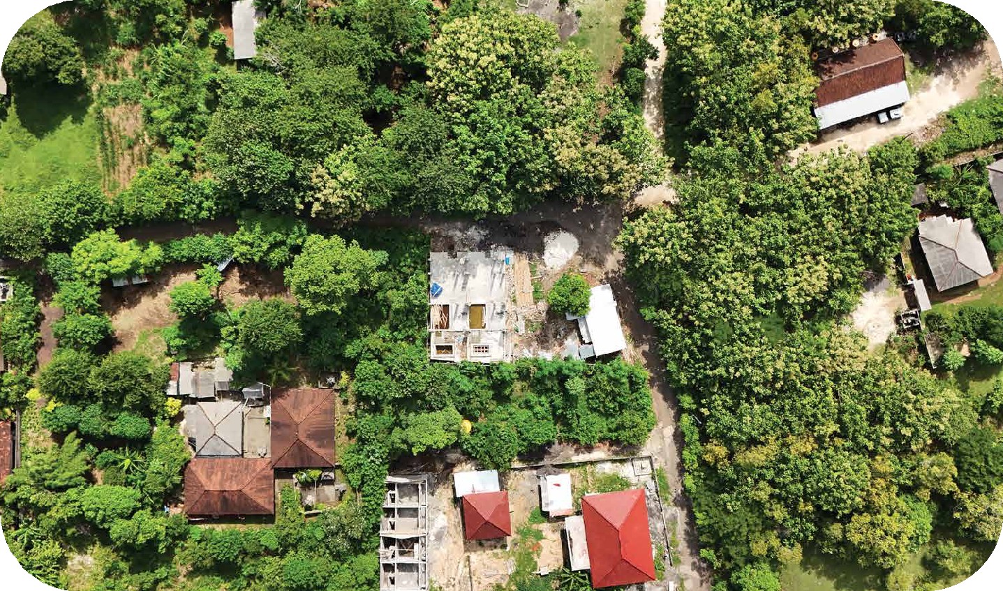 Aerial drone view of the Penthouse surroundings in Bingin.